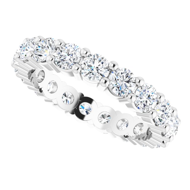 10K Gold Round Lab-Grown Diamond Shared-Prong Eternity Band – 3 mm Stones - White Gold - view 5