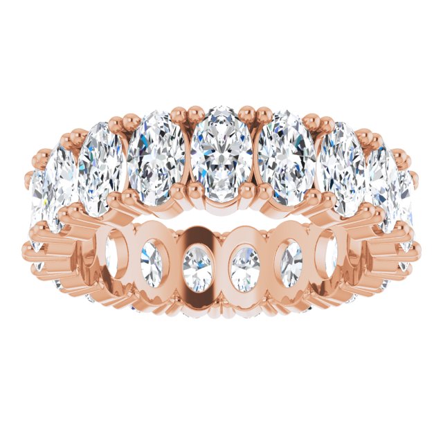 10K Gold Oval Lab-Grown Diamond Shared-Prong Eternity Band – 5x3 mm Stones - Rose Gold - view 3