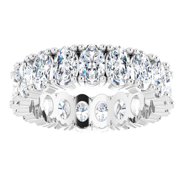 10K Gold Oval Natural Diamond Shared-Prong Eternity Band – 5x3 mm Stones - White Gold - view 3