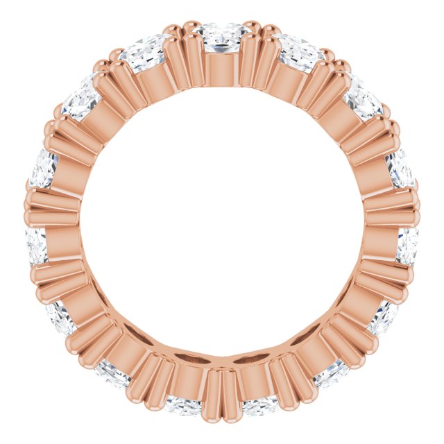 14K Gold Oval Natural Diamond Shared-Prong Eternity Band – 6x4 mm Stones - Rose Gold - view 2
