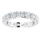 10K Gold Round Natural Diamond Shared-Prong Eternity Band – 3.2 mm Stones - White Gold - view 3