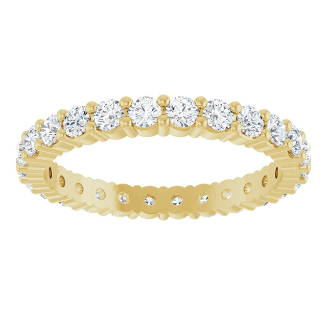 14K Gold Round Natural Diamond Shared-Prong Eternity Band – 2 mm Stones - Yellow Gold - view 3