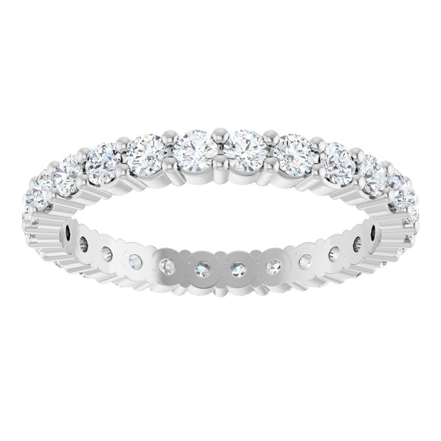 Platinum Round Natural Diamond Shared-Prong Eternity Band – 2 mm Stones - view 3