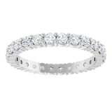 10K Gold Round Natural Diamond Shared-Prong Eternity Band – 2 mm Stones - White Gold - view 3