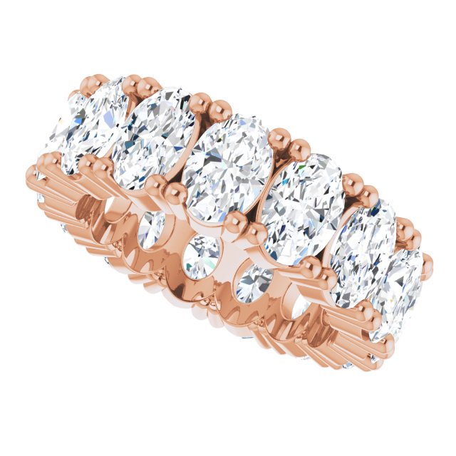 10K Gold Oval Lab-Grown Diamond Shared-Prong Eternity Band – 6x4 mm Stones - Rose Gold - view 5