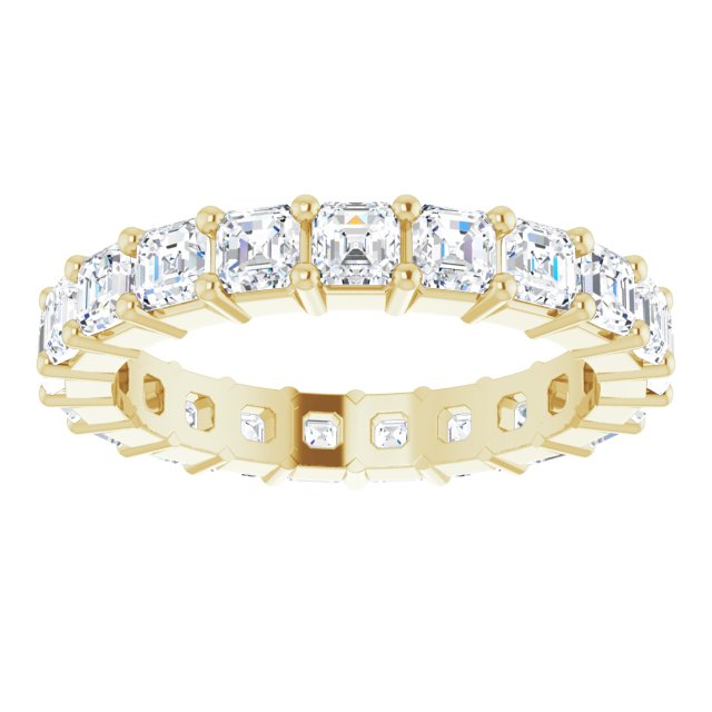 14K Gold Asscher Lab-Grown Diamond Shared-Prong Eternity Band – 2.6x2.6 mm Stones - Yellow Gold - view 3
