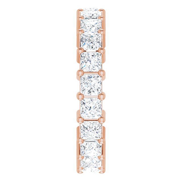 10K Gold Square Lab-Grown Diamond Shared-Prong Eternity Band – 2.75x2.75 mm Stones - Rose Gold - view 4