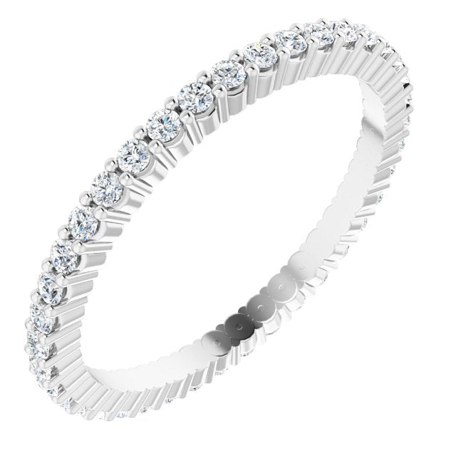 10K Gold Round Lab-Grown Diamond Shared-Prong Eternity Band – 1.3 mm Stones - White Gold