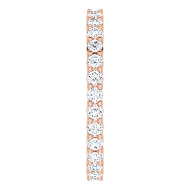 10K Gold Round Natural Diamond Shared-Prong Eternity Band – 1.75 mm Stones - Rose Gold - view 4