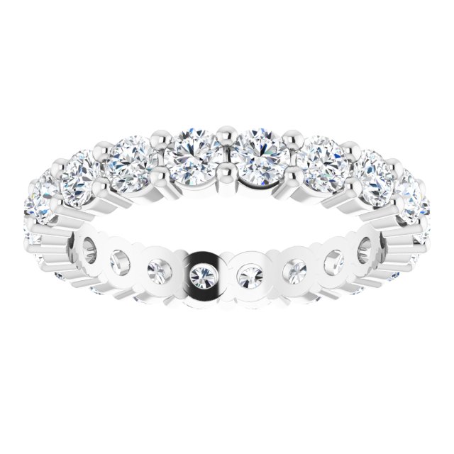 10K Gold Round Natural Diamond Shared-Prong Eternity Band – 2.75 mm Stones - White Gold - view 3
