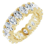 14K Gold Oval Natural Diamond Shared-Prong Eternity Band – 5x3 mm Stones - Yellow Gold