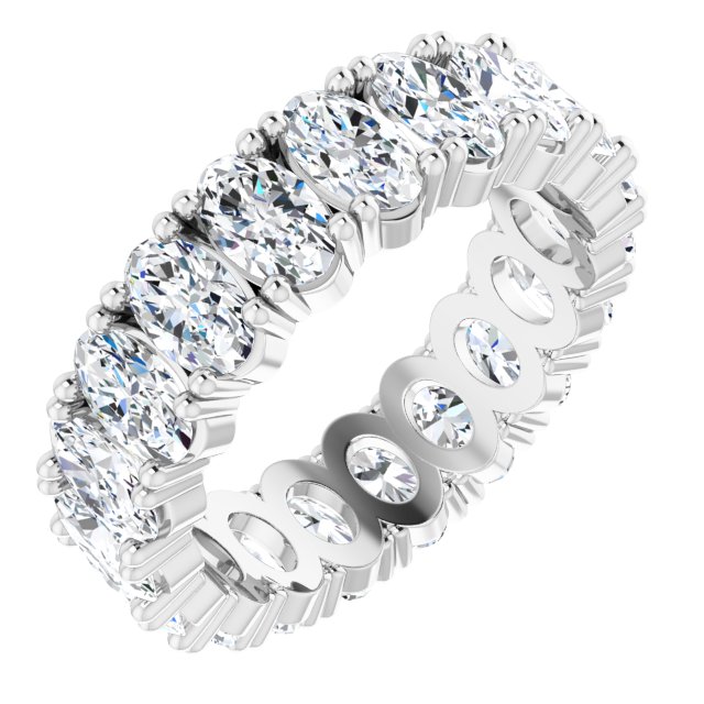 14K Gold Oval Lab-Grown Diamond Shared-Prong Eternity Band – 5x3 mm Stones - White Gold