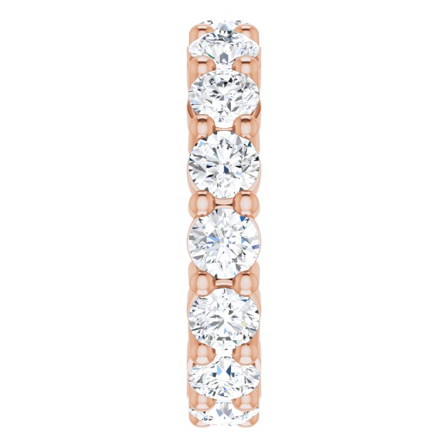10K Gold Round Lab-Grown Diamond Shared-Prong Eternity Band – 3.8 mm Stones - Rose Gold - view 4