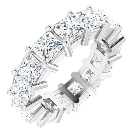 10K Gold Square Natural Diamond Shared-Prong Eternity Band – 4x4 mm Stones - White Gold