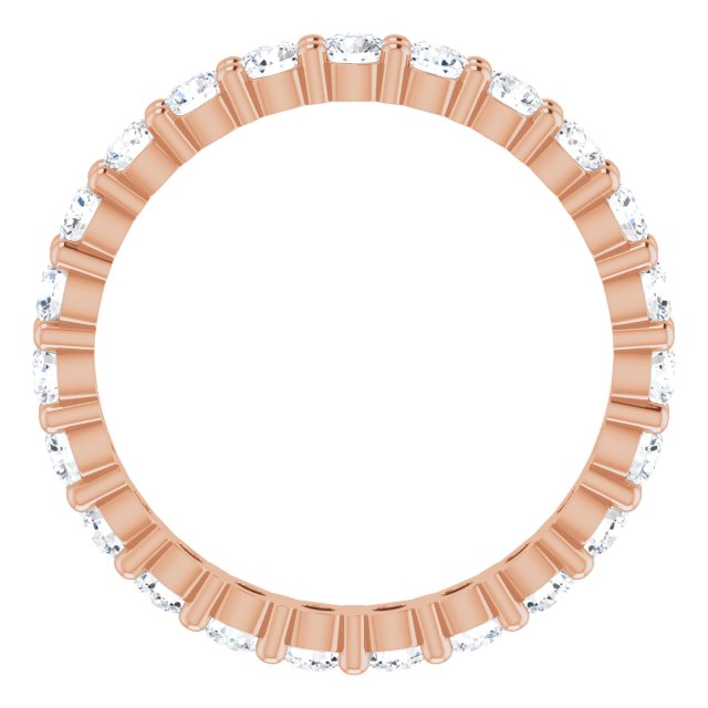 10K Gold Round Lab-Grown Diamond Shared-Prong Eternity Band – 2.25 mm Stones - Rose Gold - view 2