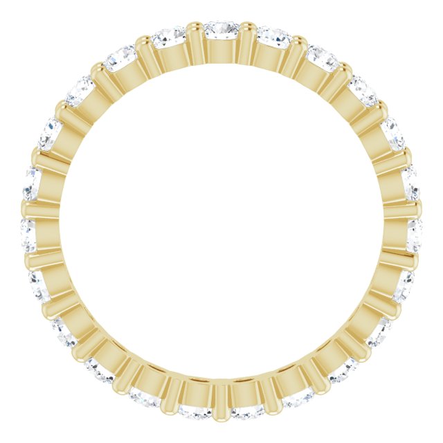 10K Gold Round Natural Diamond Shared-Prong Eternity Band – 2.25 mm Stones - Yellow Gold - view 2