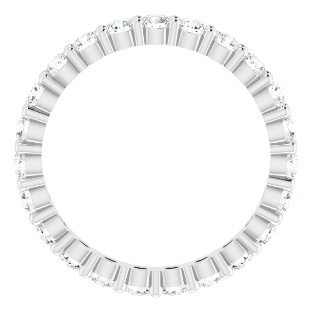 10K Gold Round Lab-Grown Diamond Shared-Prong Eternity Band – 2.25 mm Stones - White Gold - view 2