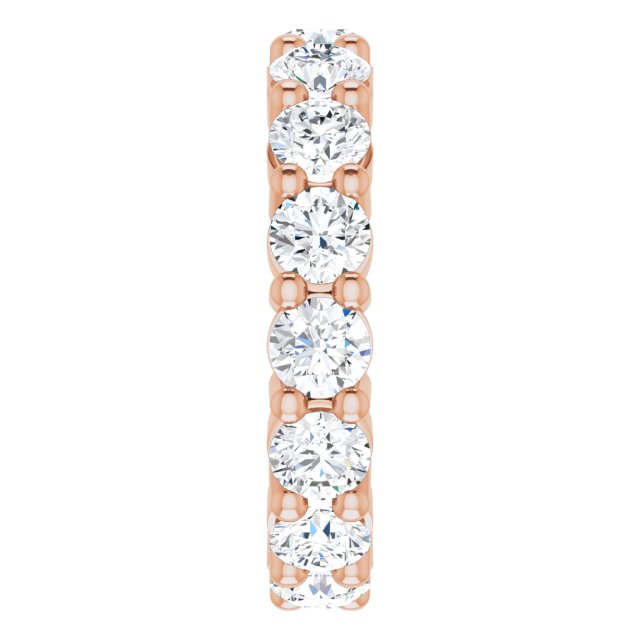 10K Gold Round Natural Diamond Shared-Prong Eternity Band – 3.75 mm Stones - Rose Gold - view 4