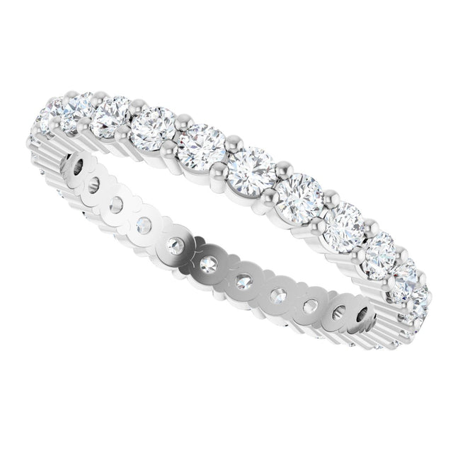 10K Gold Round Natural Diamond Shared-Prong Eternity Band – 2 mm Stones - White Gold - view 5