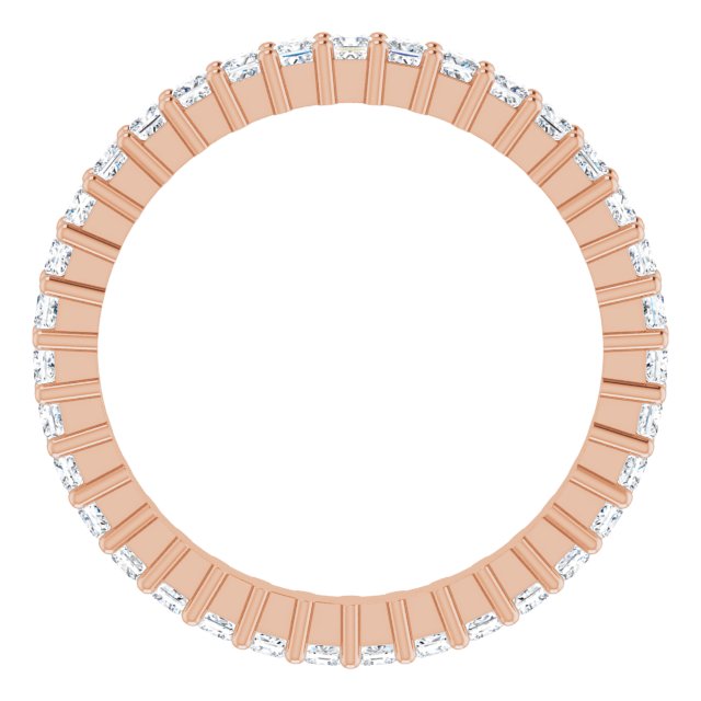 10K Gold Square Natural Diamond Shared-Prong Eternity Band – 1.5x1.5 mm Stones - Rose Gold - view 2