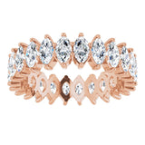 14K Gold Marquise Natural Diamond Shared-Prong Eternity Band – 4.25x2.25 mm Stones - Rose Gold - view 3