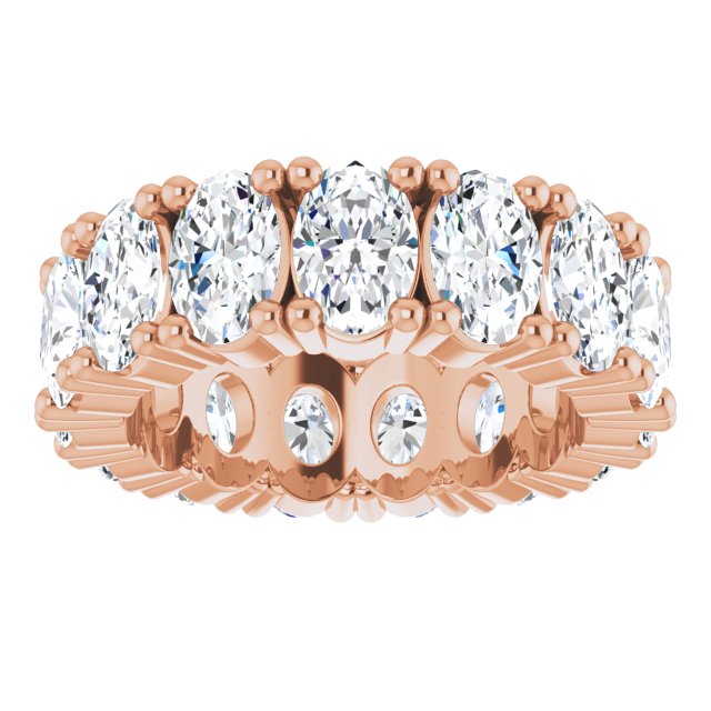 10K Gold Oval Lab-Grown Diamond Shared-Prong Eternity Band – 6x4 mm Stones - Rose Gold - view 3