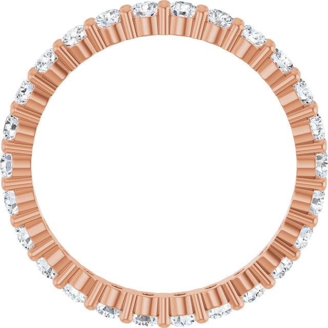 10K Gold Round Lab-Grown Diamond Shared-Prong Eternity Band – 2 mm Stones - Rose Gold - view 2