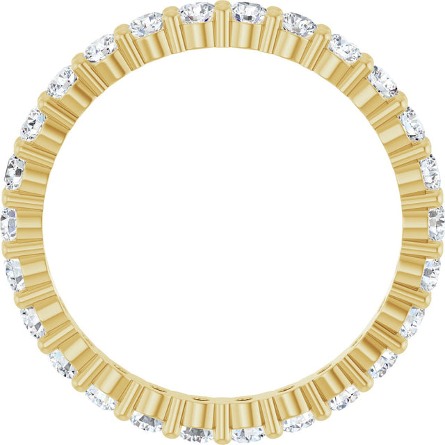 14K Gold Round Natural Diamond Shared-Prong Eternity Band – 2 mm Stones - Yellow Gold - view 2