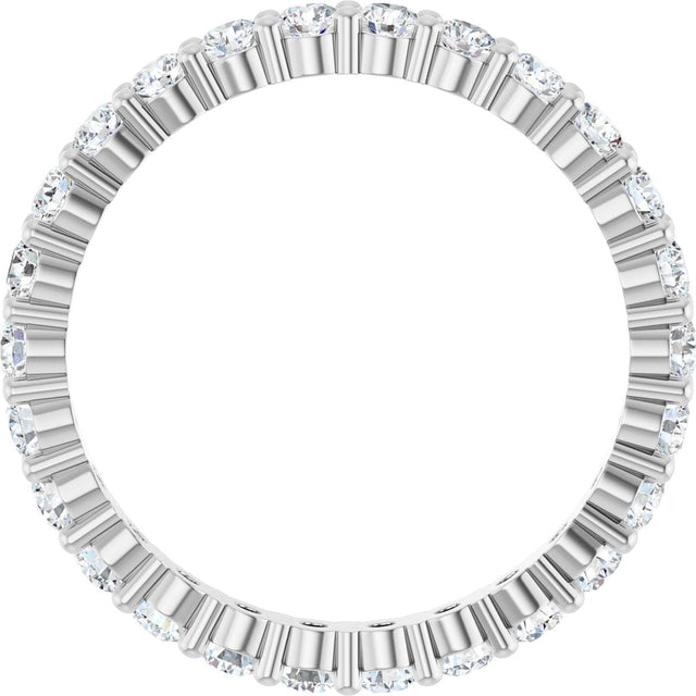 10K Gold Round Natural Diamond Shared-Prong Eternity Band – 2 mm Stones - White Gold - view 2