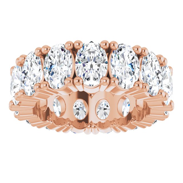 10K Gold Oval Lab-Grown Diamond Shared-Prong Eternity Band – 6x4 mm Stones - Rose Gold - view 3