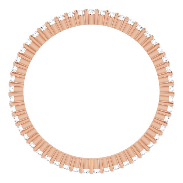 10K Gold Round Lab-Grown Diamond Shared-Prong Eternity Band – 1 mm Stones - Rose Gold - view 2