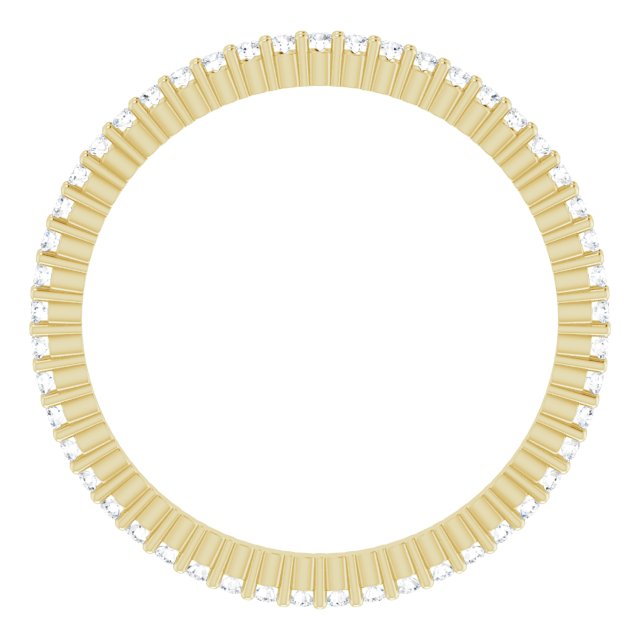 10K Gold Round Natural Diamond Shared-Prong Eternity Band – 1 mm Stones - Yellow Gold - view 2