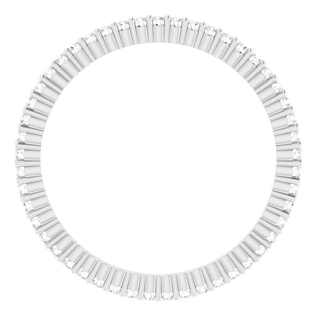 10K Gold Round Natural Diamond Shared-Prong Eternity Band – 1 mm Stones - White Gold - view 2