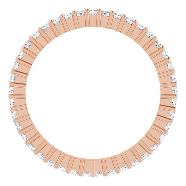 10K Gold Square Natural Diamond Shared-Prong Eternity Band – 1.25x1.25 mm Stones - Rose Gold - view 2