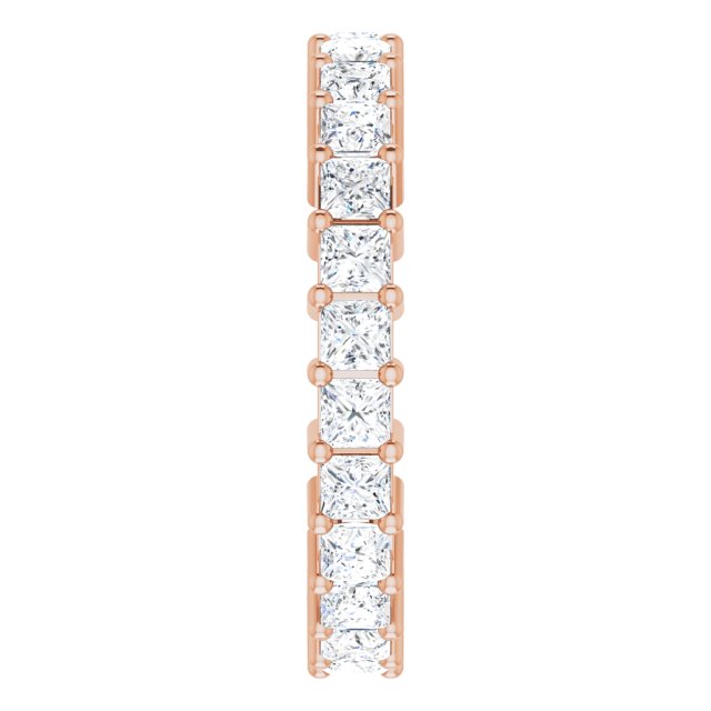 10K Gold Square Natural Diamond Shared-Prong Eternity Band – 2.25x2.25 mm Stones - Rose Gold - view 4