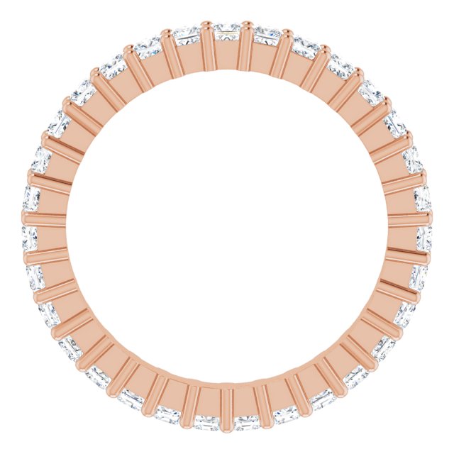 10K Gold Square Natural Diamond Shared-Prong Eternity Band – 1.75x1.75 mm Stones - Rose Gold - view 2