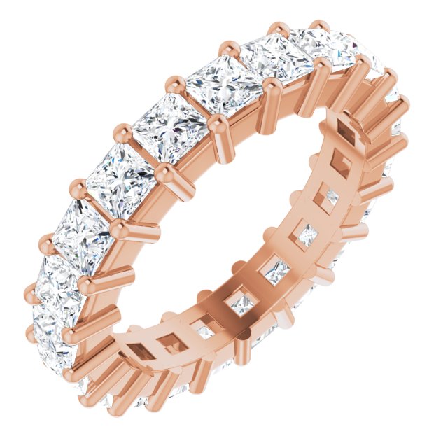 14K Gold Square Lab-Grown Diamond Shared-Prong Eternity Band – 2.75x2.75 mm Stones - Rose Gold