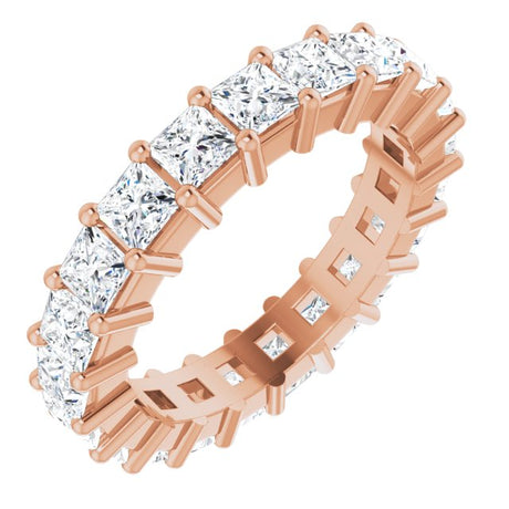 10K Gold Square Lab-Grown Diamond Shared-Prong Eternity Band – 2.75x2.75 mm Stones - Rose Gold