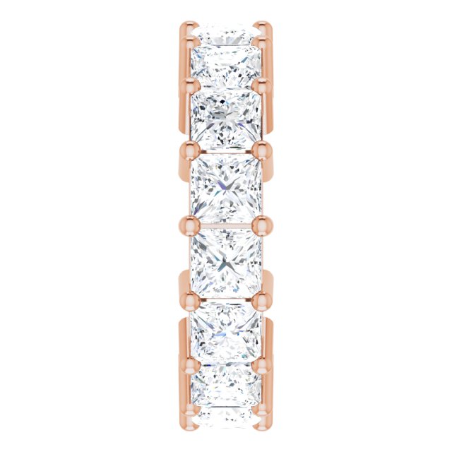 10K Gold Square Lab-Grown Diamond Shared-Prong Eternity Band – 4x4 mm Stones - Rose Gold - view 4