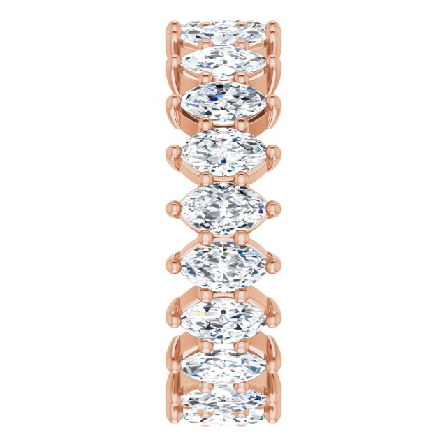 14K Gold Marquise Natural Diamond Shared-Prong Eternity Band – 4.5x2.5 mm Stones - Rose Gold - view 4