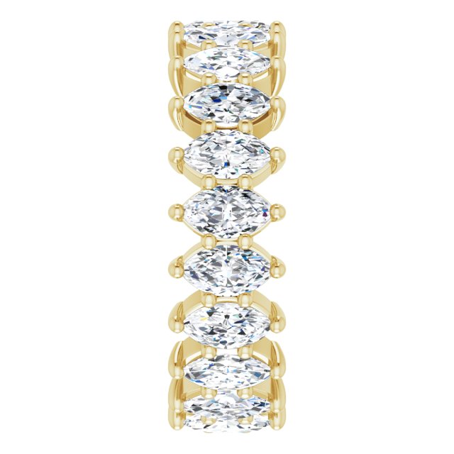 14K Gold Marquise Natural Diamond Shared-Prong Eternity Band – 4.5x2.5 mm Stones - Yellow Gold - view 4