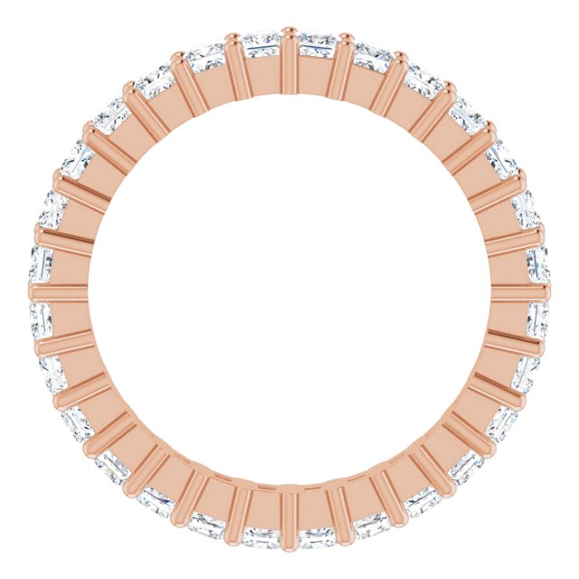 10K Gold Square Lab-Grown Diamond Shared-Prong Eternity Band – 2x2 mm Stones - Rose Gold - view 2