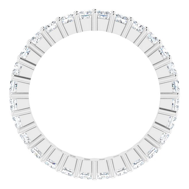 10K Gold Square Lab-Grown Diamond Shared-Prong Eternity Band – 2x2 mm Stones - White Gold - view 2