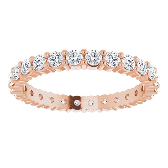 10K Gold Round Natural Diamond Shared-Prong Eternity Band – 2 mm Stones - Rose Gold - view 3