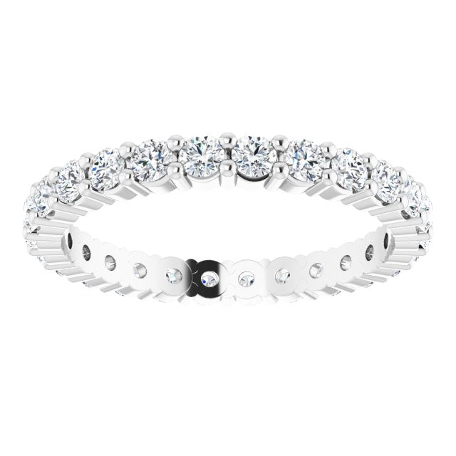 10K Gold Round Natural Diamond Shared-Prong Eternity Band – 2 mm Stones - White Gold - view 3