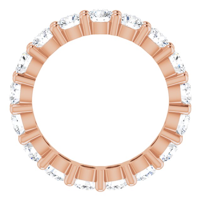 10K Gold Round Natural Diamond Shared-Prong Eternity Band – 3.4 mm Stones - Rose Gold - view 2