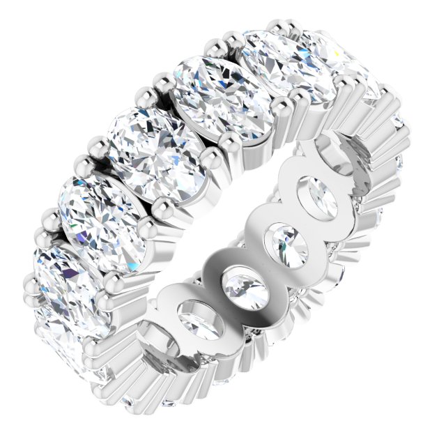 14K Gold Oval Lab-Grown Diamond Shared-Prong Eternity Band – 6x4 mm Stones - White Gold