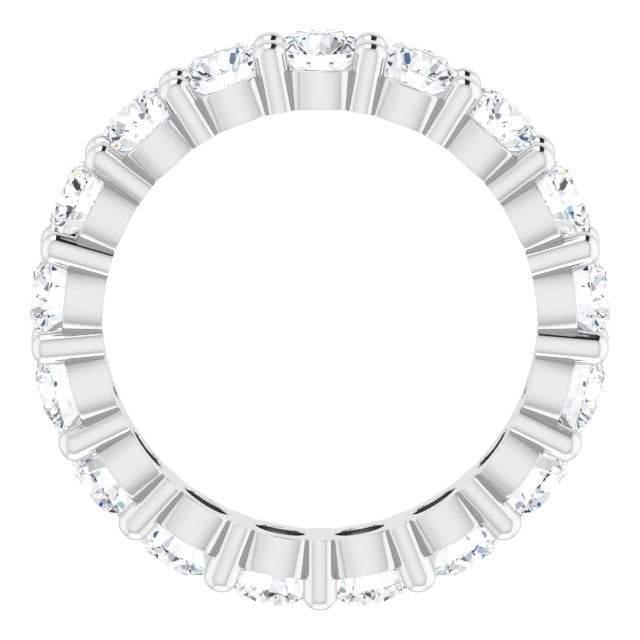 10K Gold Round Lab-Grown Diamond Shared-Prong Eternity Band – 3.4 mm Stones - White Gold - view 2