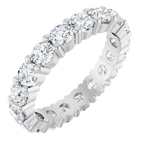 10K Gold Round Natural Diamond Shared-Prong Eternity Band – 3 mm Stones - White Gold