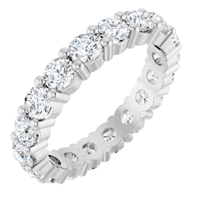 10K Gold Round Natural Diamond Shared-Prong Eternity Band – 3 mm Stones - White Gold